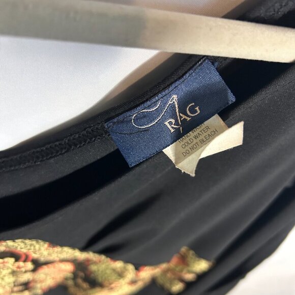 Vintage RAG Cold Shoulder Black Dress with Brocade Detail – M Made In USA 🇺🇸 - Picture 6 of 7